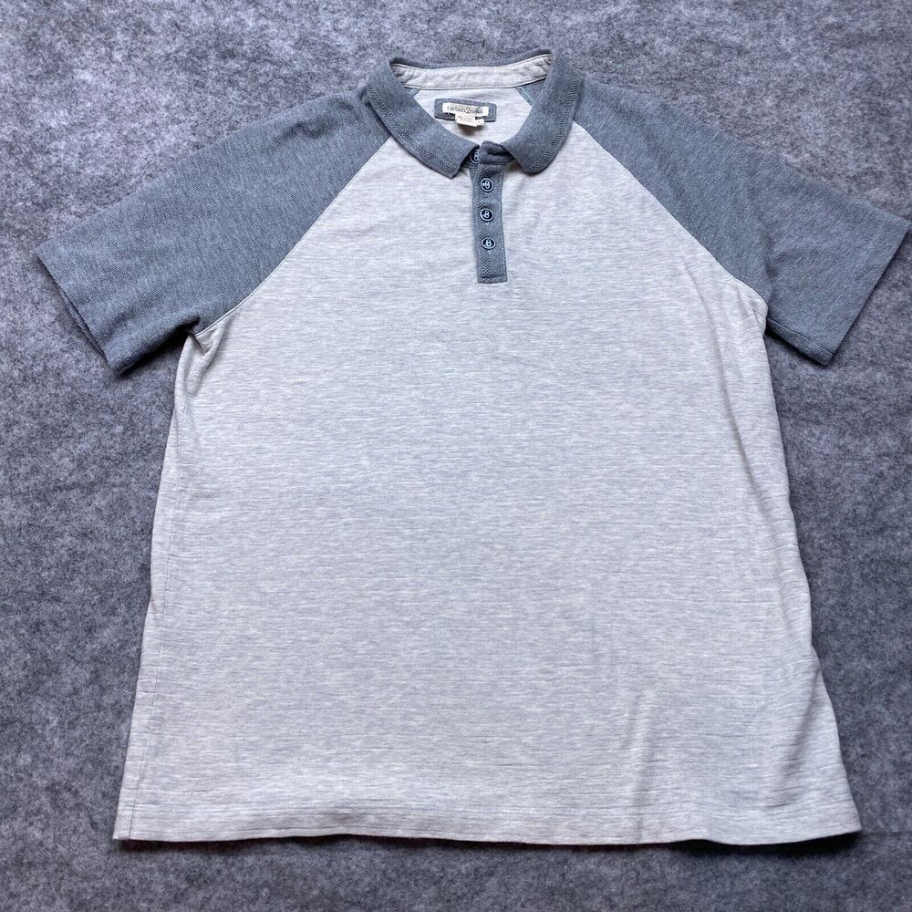 Carbon‎ 2 Cobalt Polo Shirt Mens Large Gray Colorblock Raglen Sleeves Casual